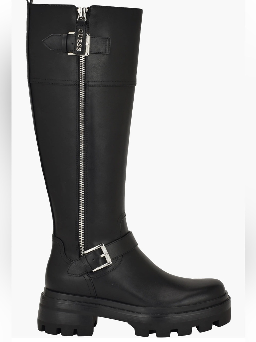 GUESS Gwlynnie Tall Buckle Boots in Black US 6.5 M NEW